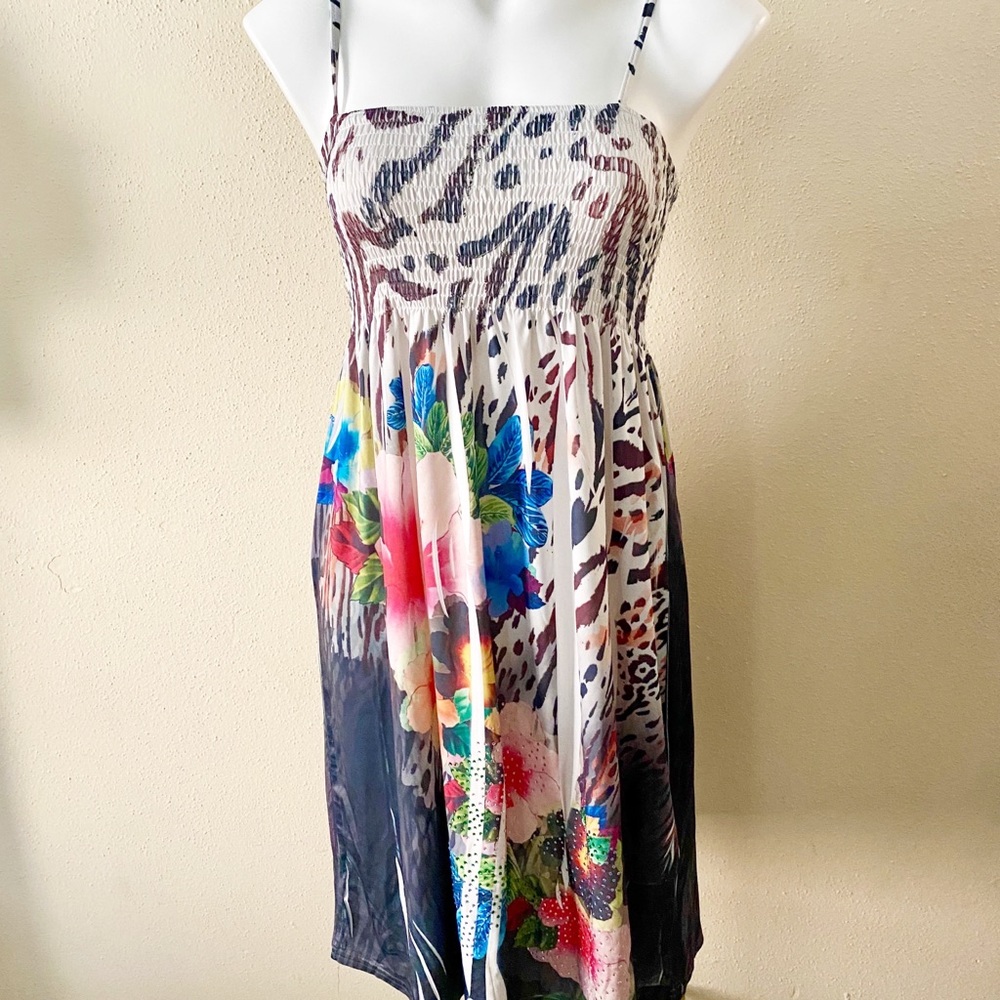 3/$15 Ocean blue floral print sundress